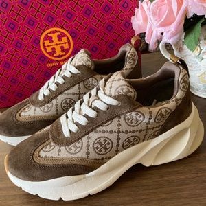 Tory Burch t monogram good luck Trainer jacquard nude